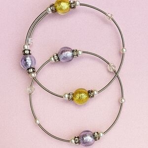 Elegant Gold and Purple Beaded Bracelet